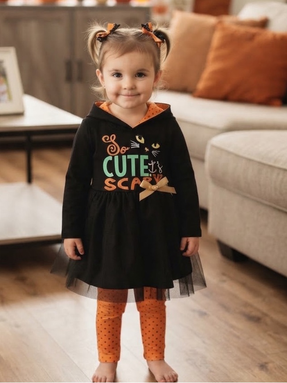Halloween Costume size 18/24M Hoodie Tops Tutu Lace pants holiday black orange